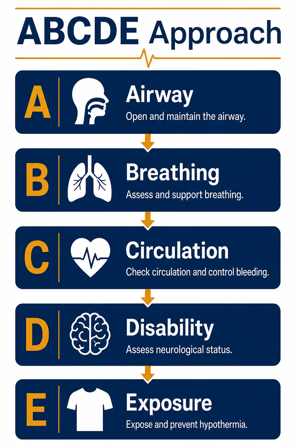 ABCDE structured resuscitation algorithm