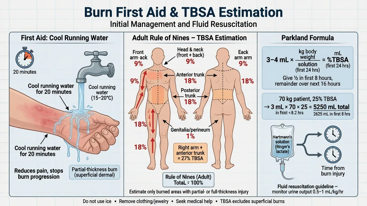 A Lund-Browder chart for total body surface area estimation beside cool running water