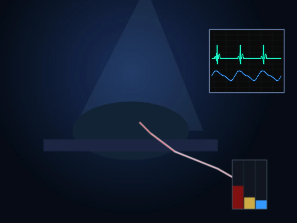 A trauma patient with a chest injury being managed with a chest tube and monitors