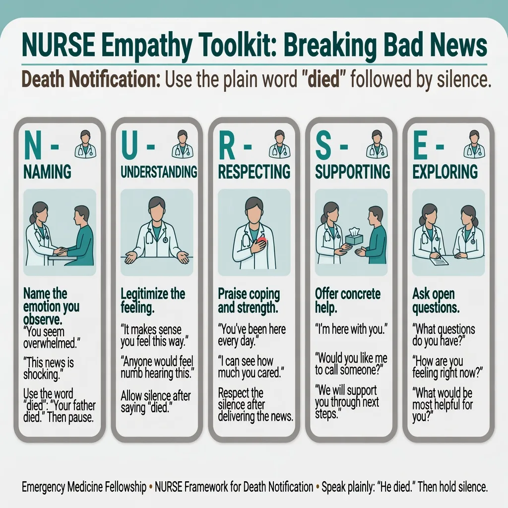 NURSE empathy toolkit cards for the Emotion step of SPIKES