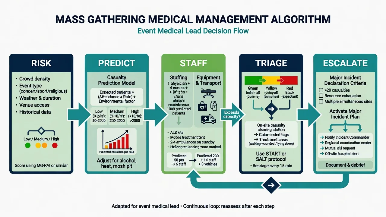 Educational mass-gathering medical plan: risk assessment, casualty prediction, staffing, triage and escalation to major incident