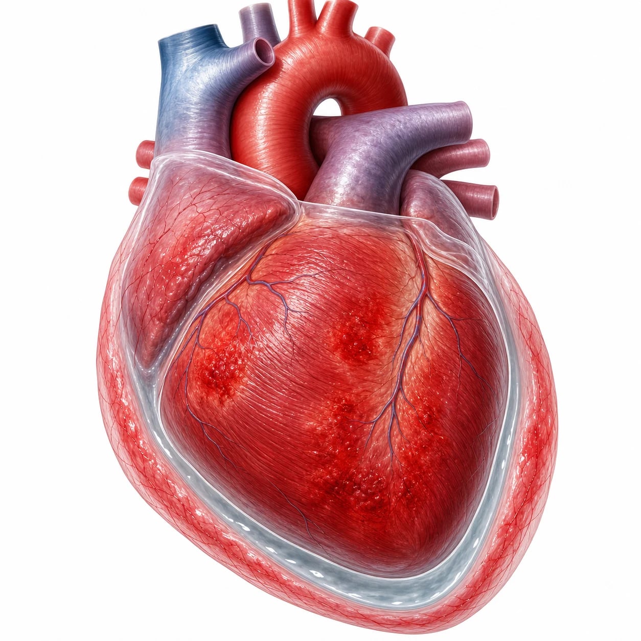 An ECG showing diffuse ST elevation with PR depression, and an echocardiogram showing a pericardial effusion