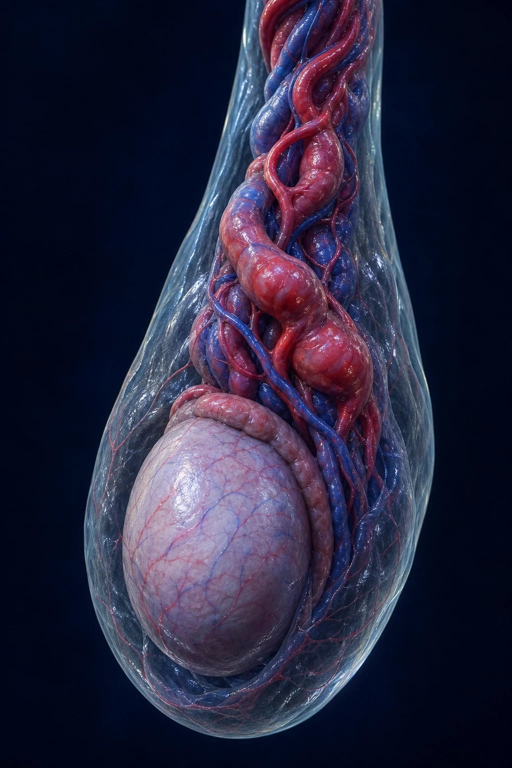 Educational figure of testicular torsion with salvage clock and ischaemic testis schematic