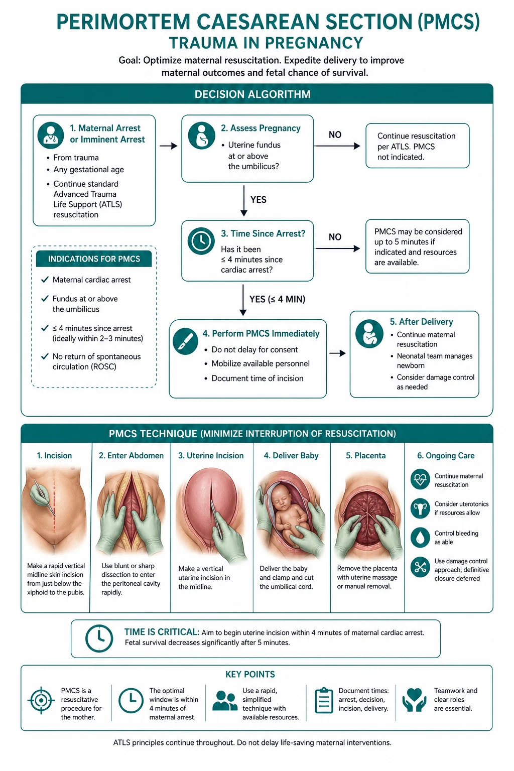 Table of perimortem caesarean criteria