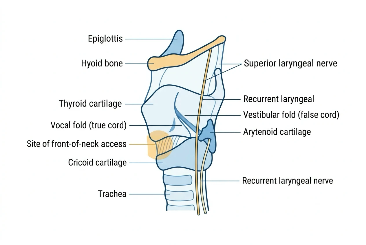 Laryngeal cartilages and cricothyroid membrane