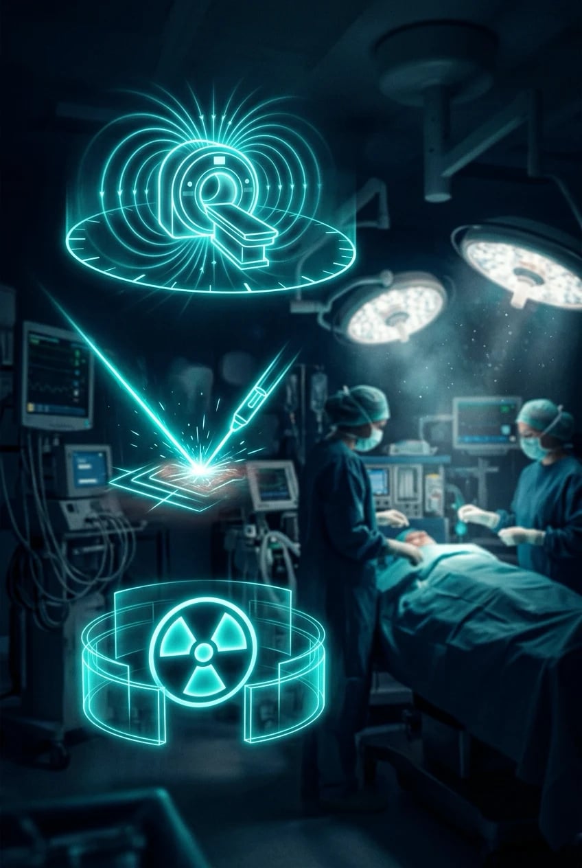Educational illustration of MRI anaesthesia and remote site safety