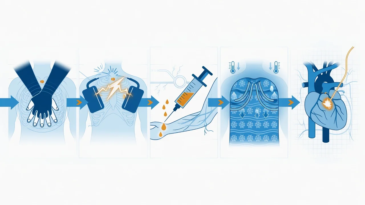 Antiarrhythmic decision pathway: unstable patient gets electricity first; stable SVT/VT drug ladders; amiodarone toxicity monitoring checklist; avoid flecainide in structural heart disease