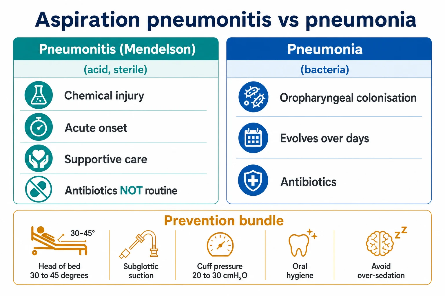 Aspiration pneumonitis versus aspiration pneumonia risk categories in ICU patients