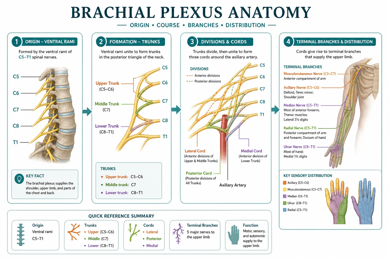 Block sites along brachial plexus course