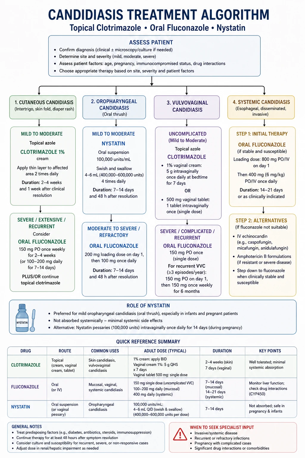 Candidiasis risk factors and sites