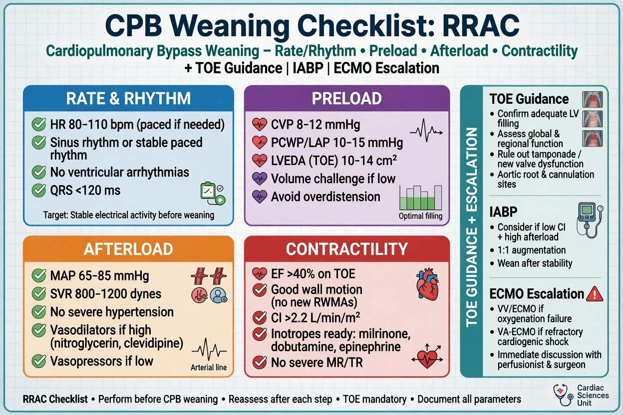 CPB weaning RRAC checklist