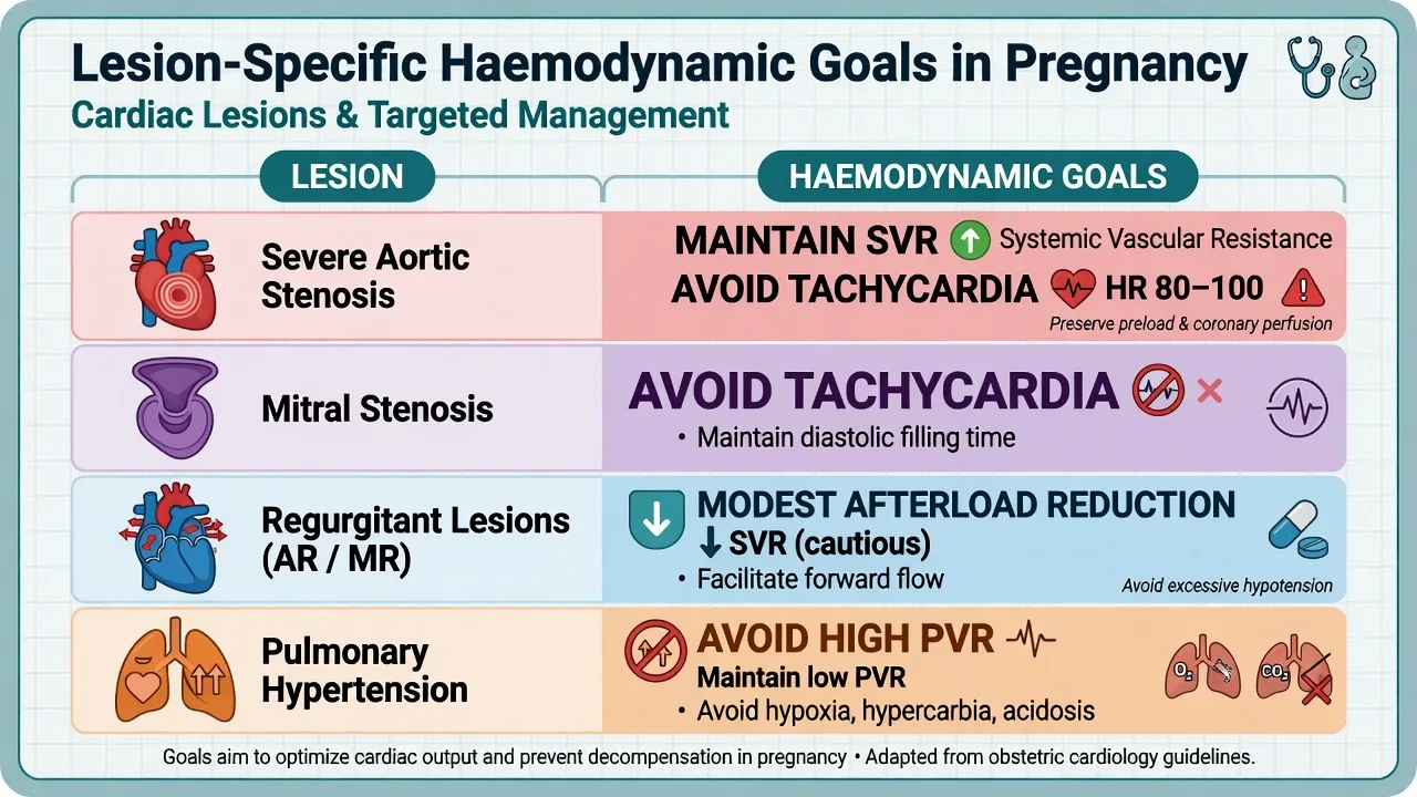 Lesion-specific haemodynamic goals chart
