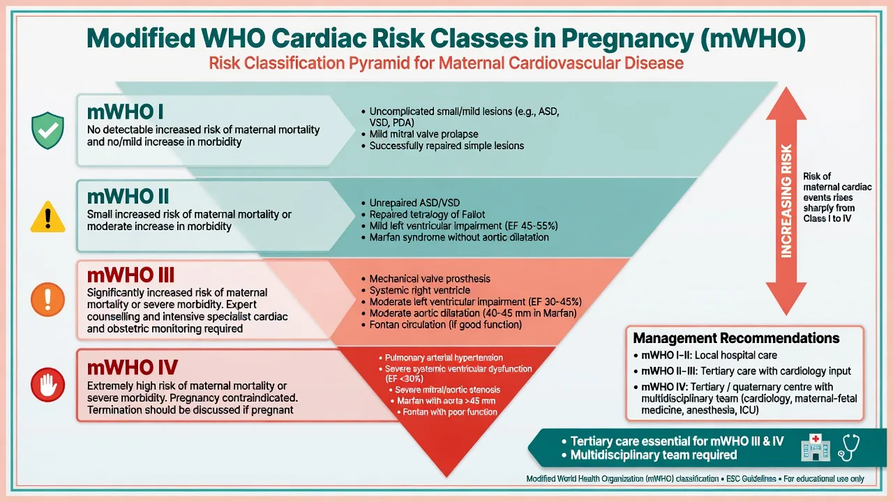 Modified WHO cardiac risk in pregnancy schematic