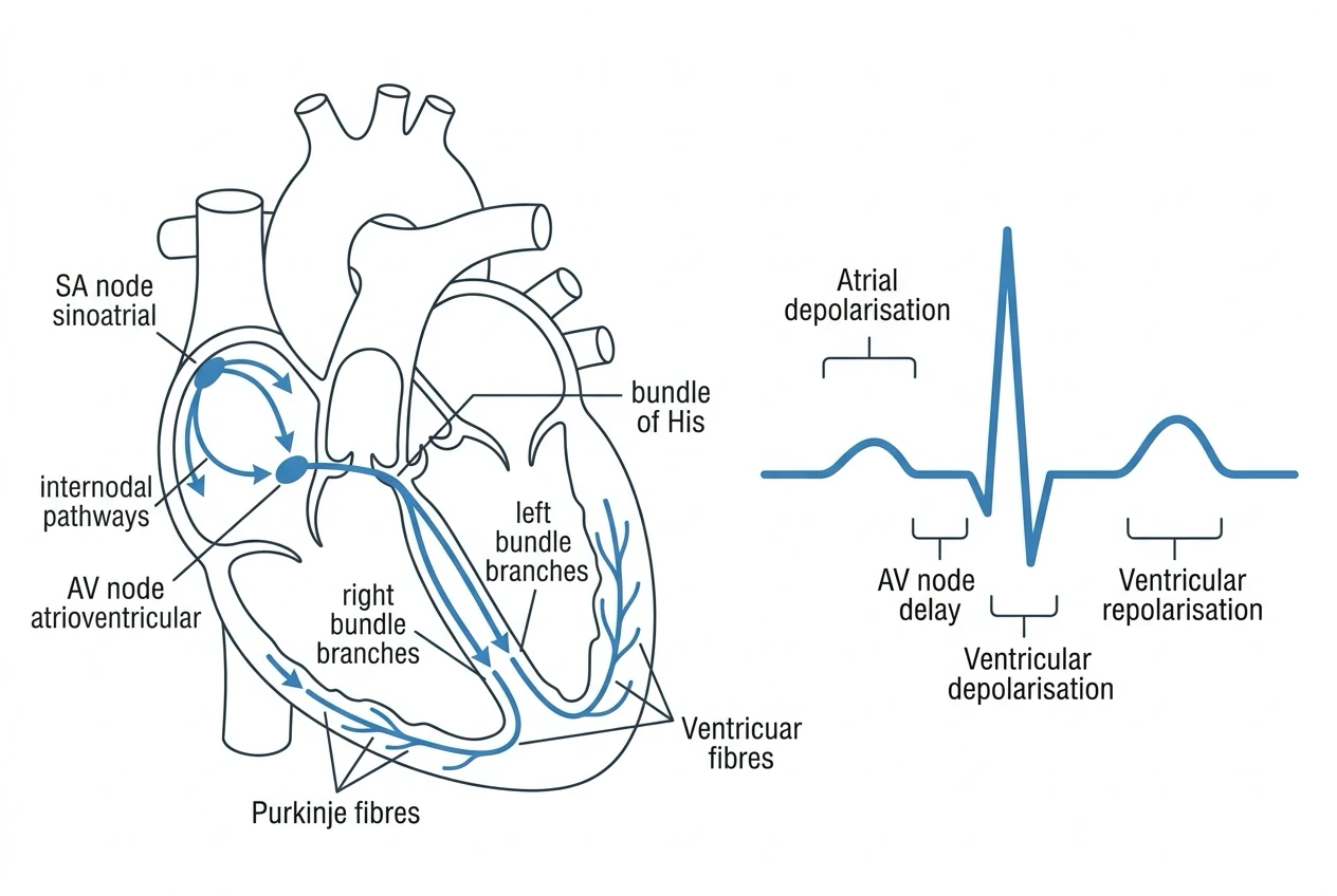 Conduction system with ECG intervals