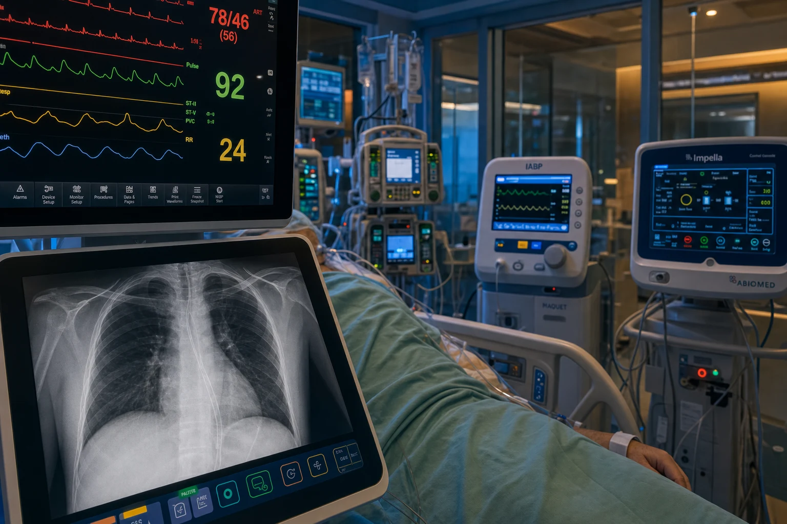 ICU patient with cardiogenic shock on multiple inotropes and mechanical circulatory support devices