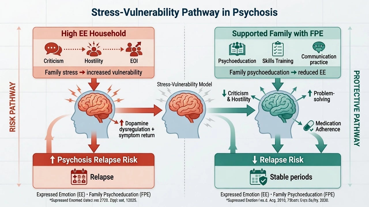 Family meeting with psychiatrist and care coordinator in community mental health clinic