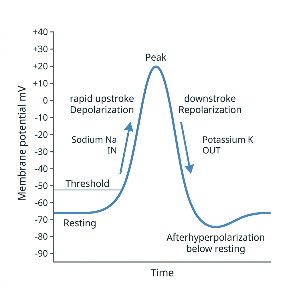 Neuronal action potential phases with Na and K currents
