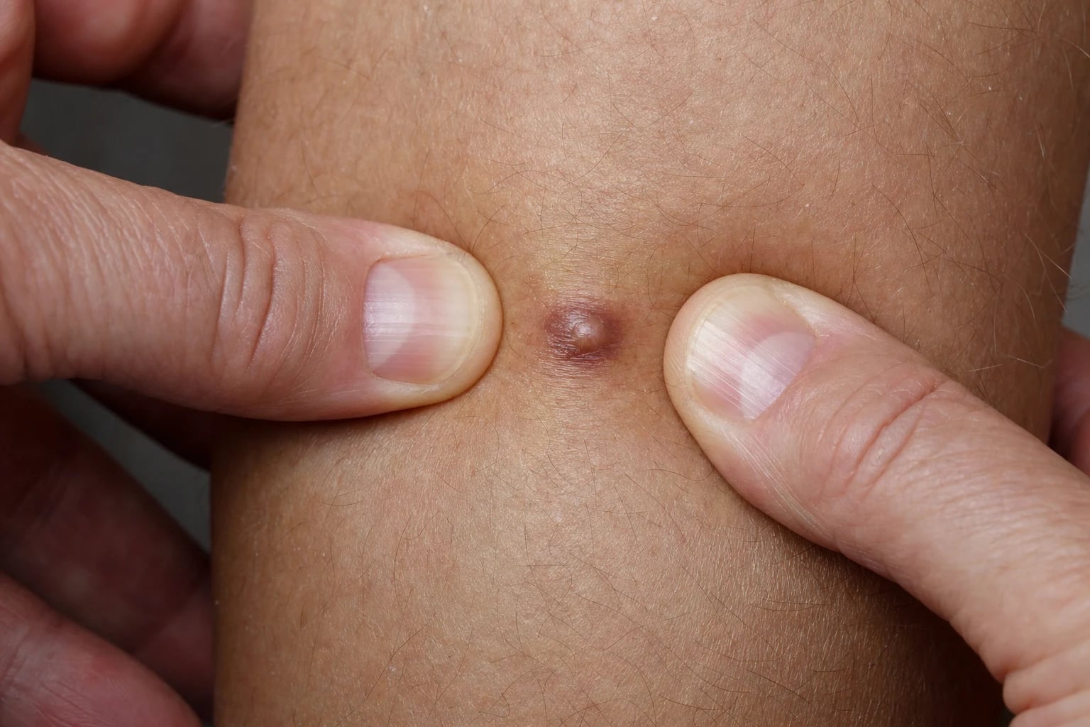 Classic dimple-sign dermatofibroma; aneurysmal dark vascular nodule; atrophic depressed lesion; epithelioid dome-shaped nodule; and multiple eruptive papules
