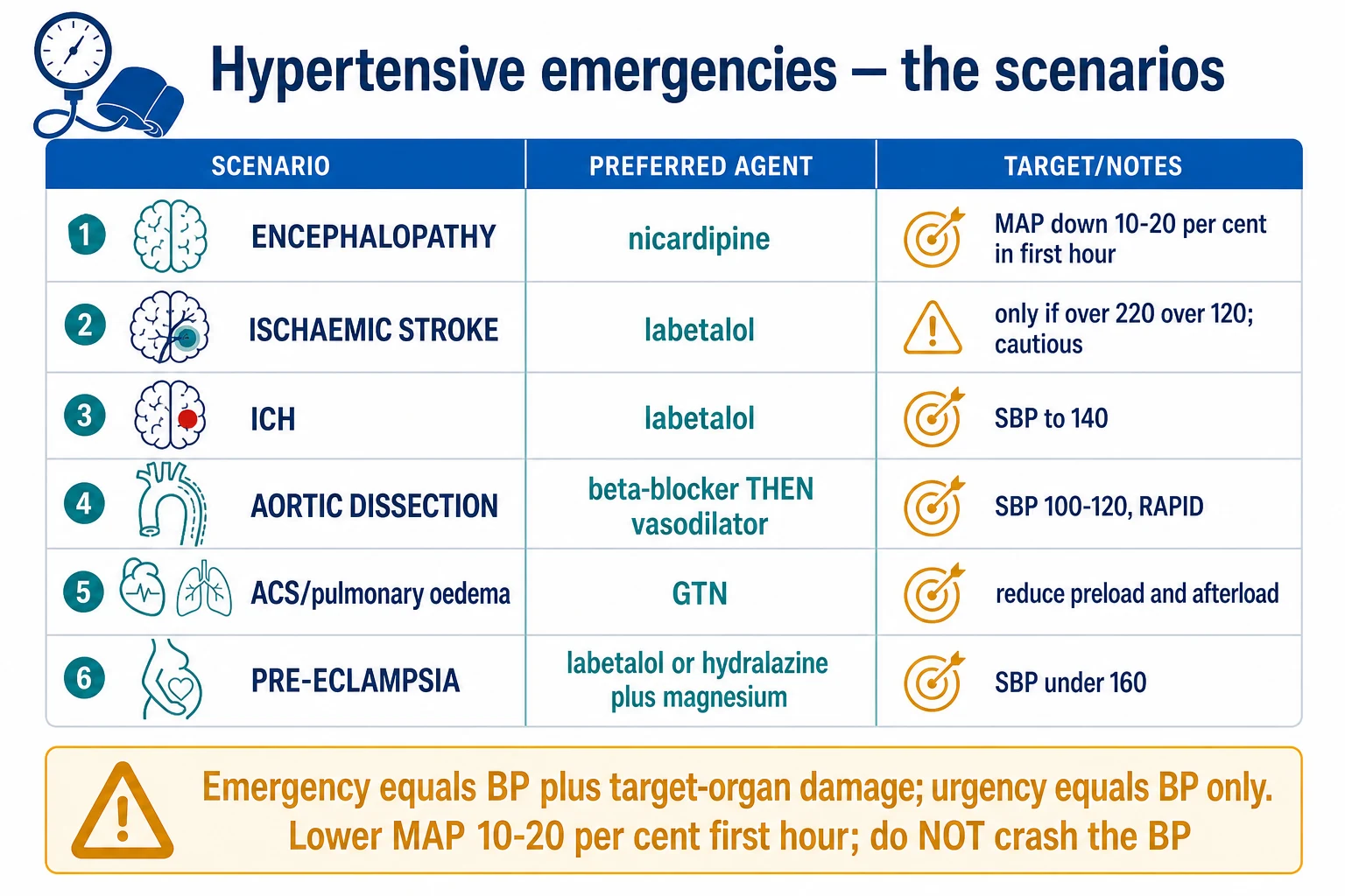 Pheochromocytoma crisis management: IV alpha blockade first, volume re-expansion, short-acting antihypertensives, beta only after alpha, definitive resection after preparation