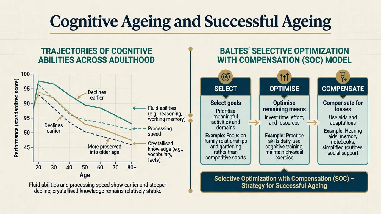 Cognitive ageing trajectories and Baltes selective optimization with compensation model