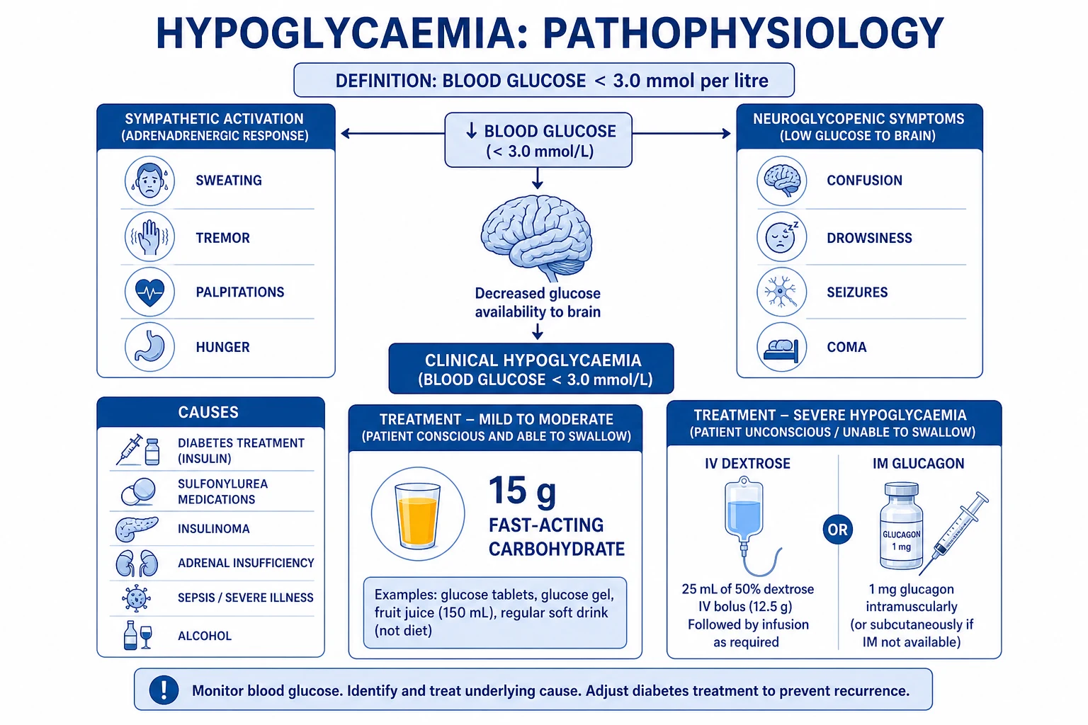 Educational figure of insulin action and hypoglycaemia risk: IV regular insulin PK, NICE-SUGAR moderate glycaemic target, sulfonylurea prolonged hypoglycaemia