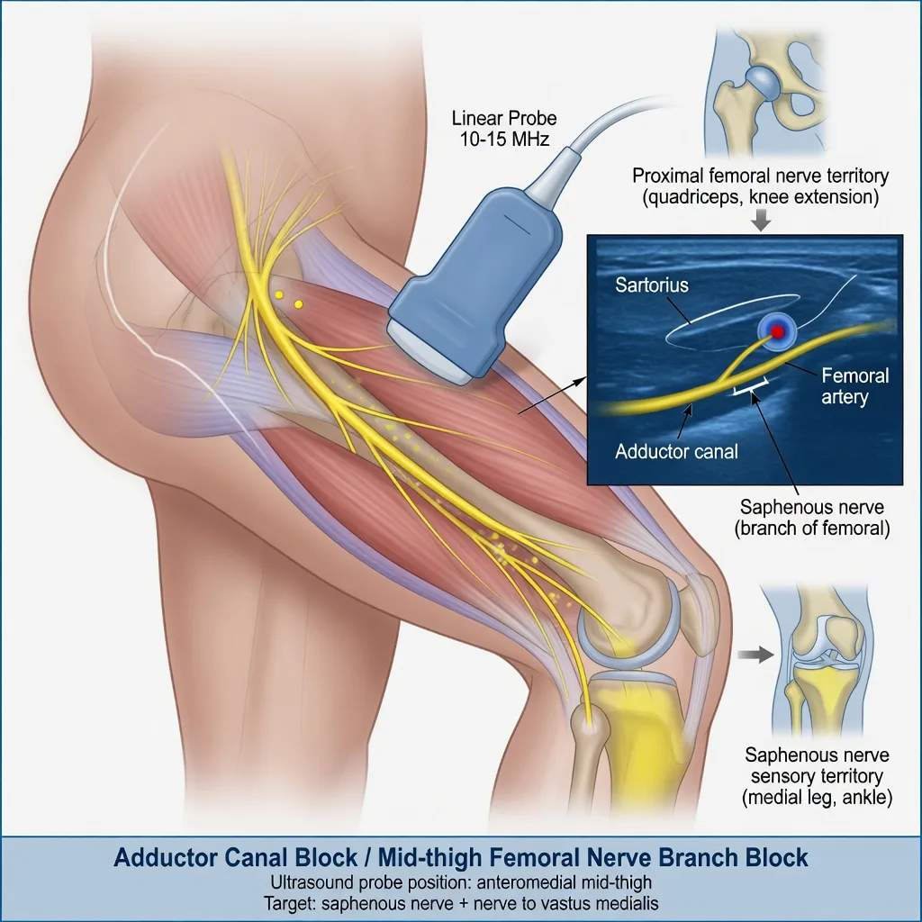 Lower limb regional anaesthesia: plexus and peripheral blocks overview educational illustration