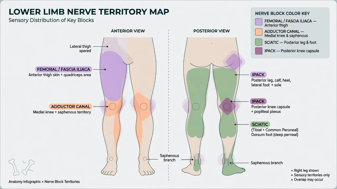 Lower limb regional anaesthesia: plexus and peripheral blocks educational diagram
