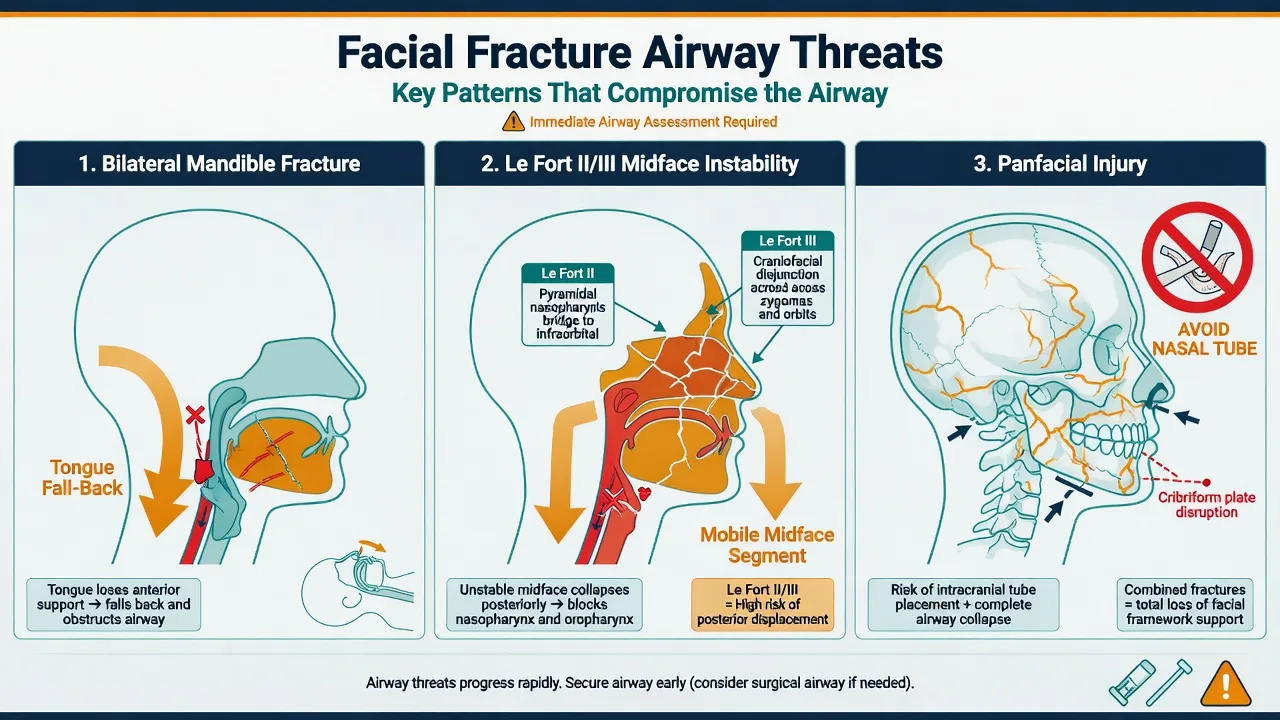 Maxillofacial trauma airway management educational diagram