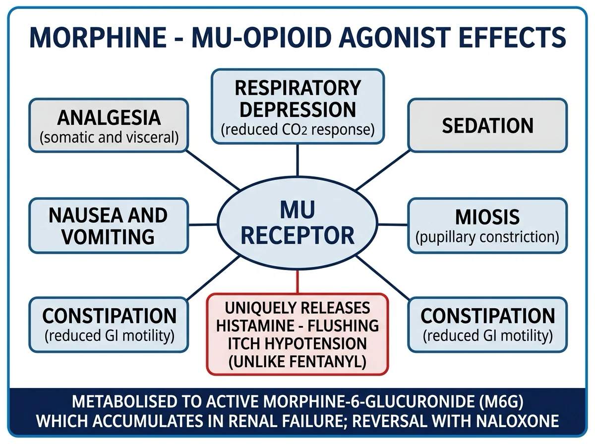 Morphine mu-opioid effects
