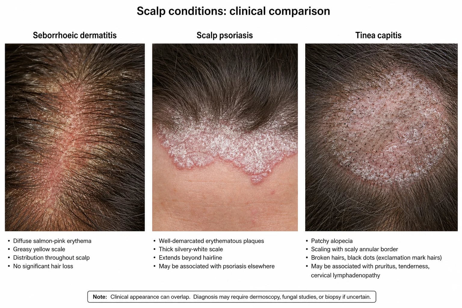 Composite comparison of the eight most important nappy-rash mimickers including napkin psoriasis, LCH, allergic contact dermatitis, scabies, bullous impetigo, bullous mastocytosis, Kawasaki disease perineal erythema, and nutritional-deficiency dermatitis (acrodermatitis enteropathica)