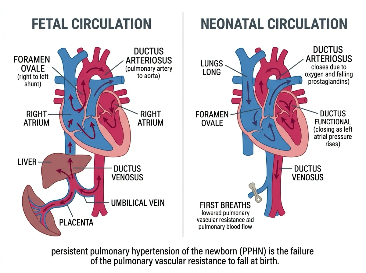 Fetal shunts versus neonatal closed shunts circulation