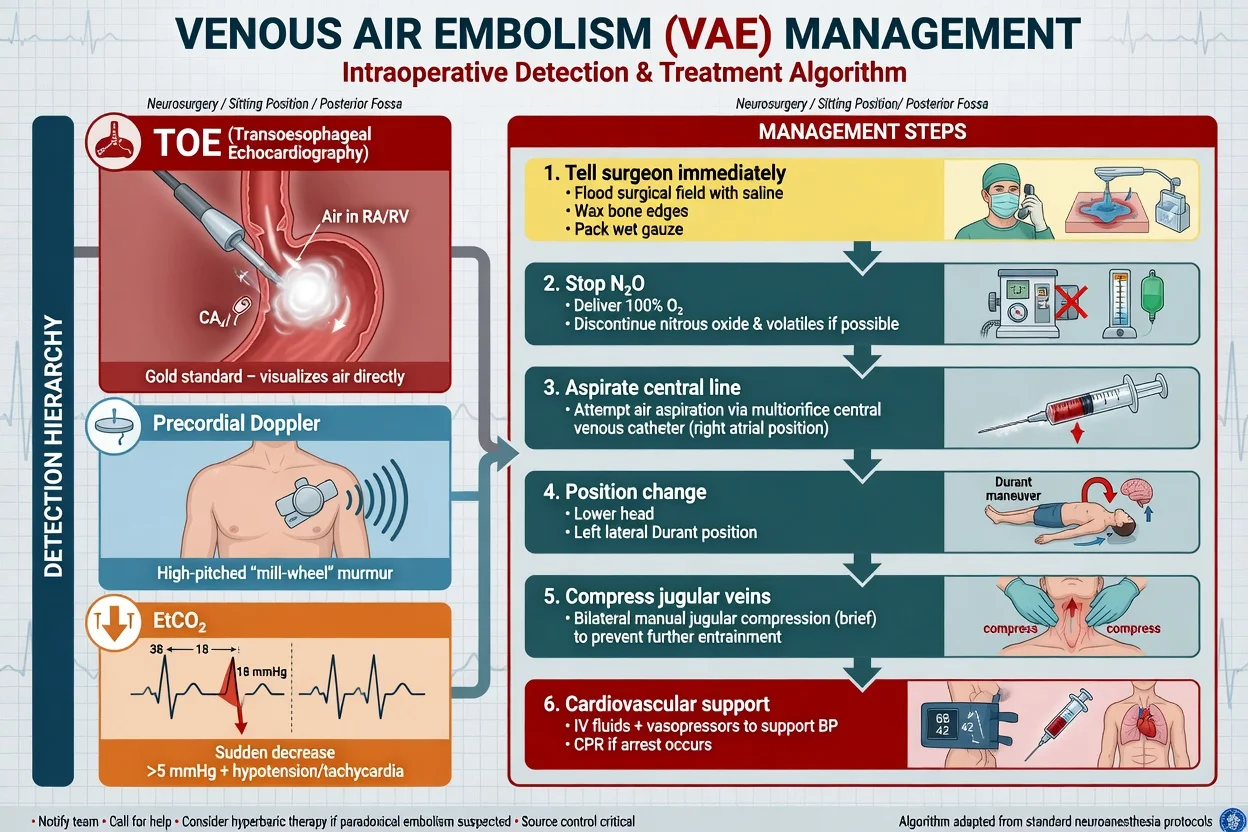 Venous air embolism management algorithm