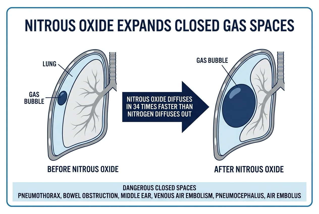 Closed gas space expansion by N2O