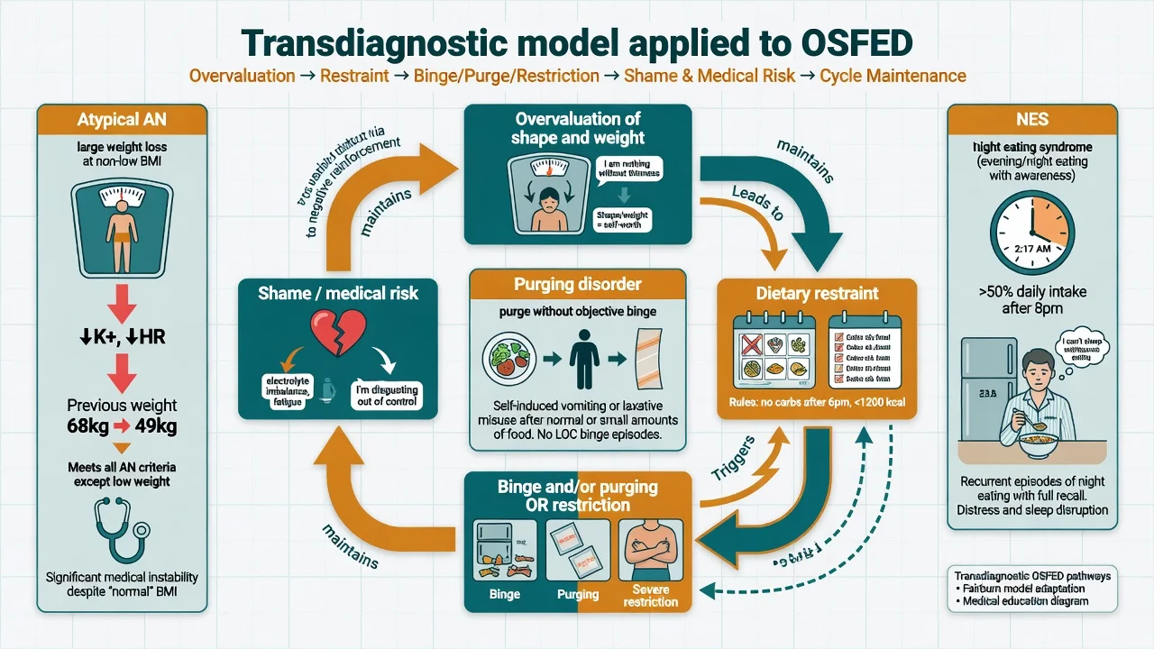 Transdiagnostic cognitive model applied to OSFED with pathways for atypical AN purging disorder and night eating syndrome