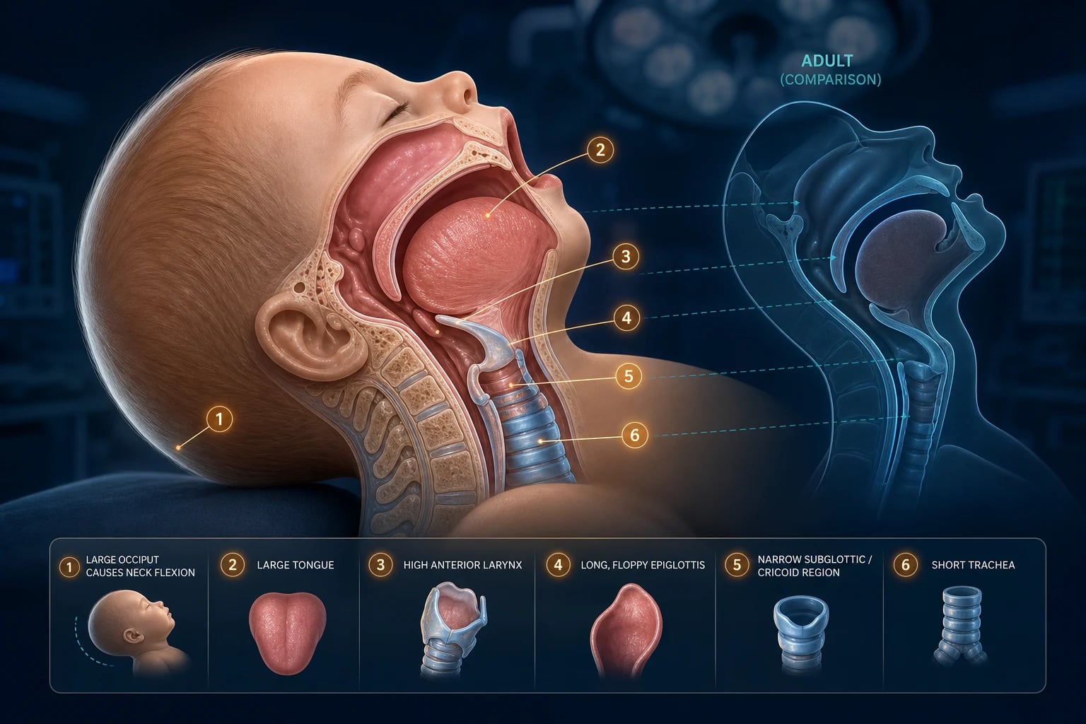 ETT sizing and depth chart by age educational infographic