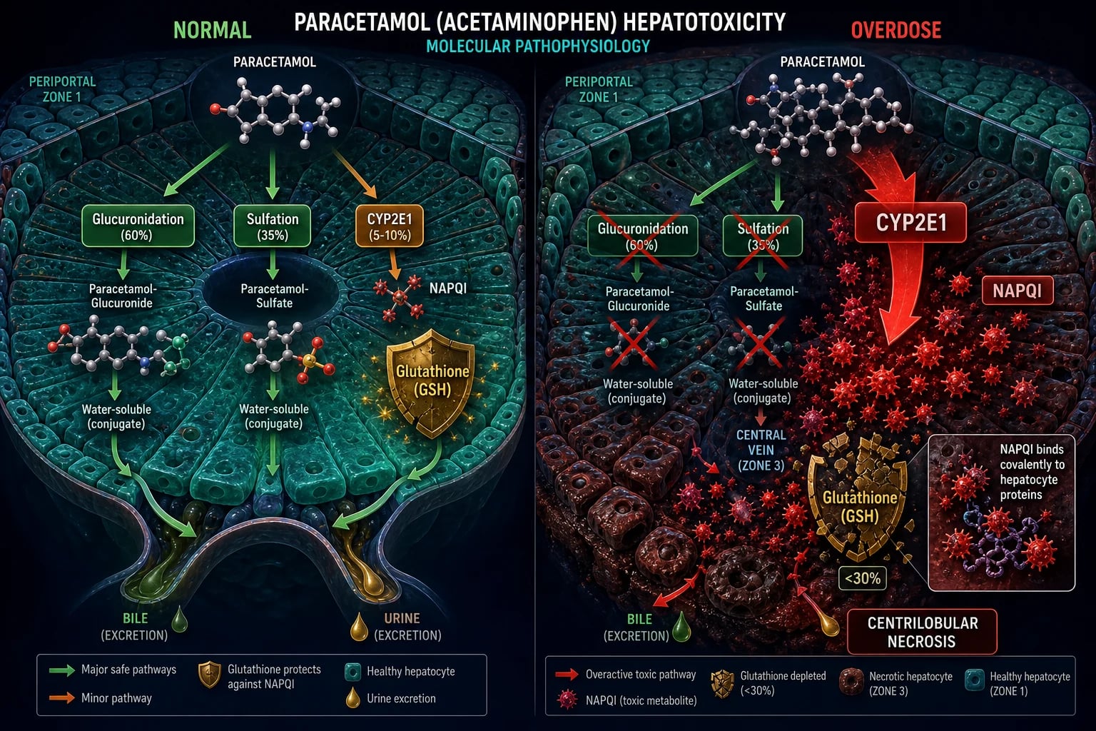 NAPQI glutathione depletion centrilobular necrosis