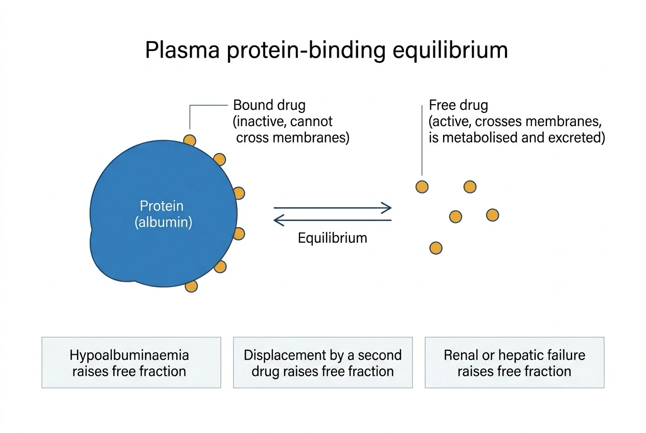 Free vs bound drug equilibrium and interaction types