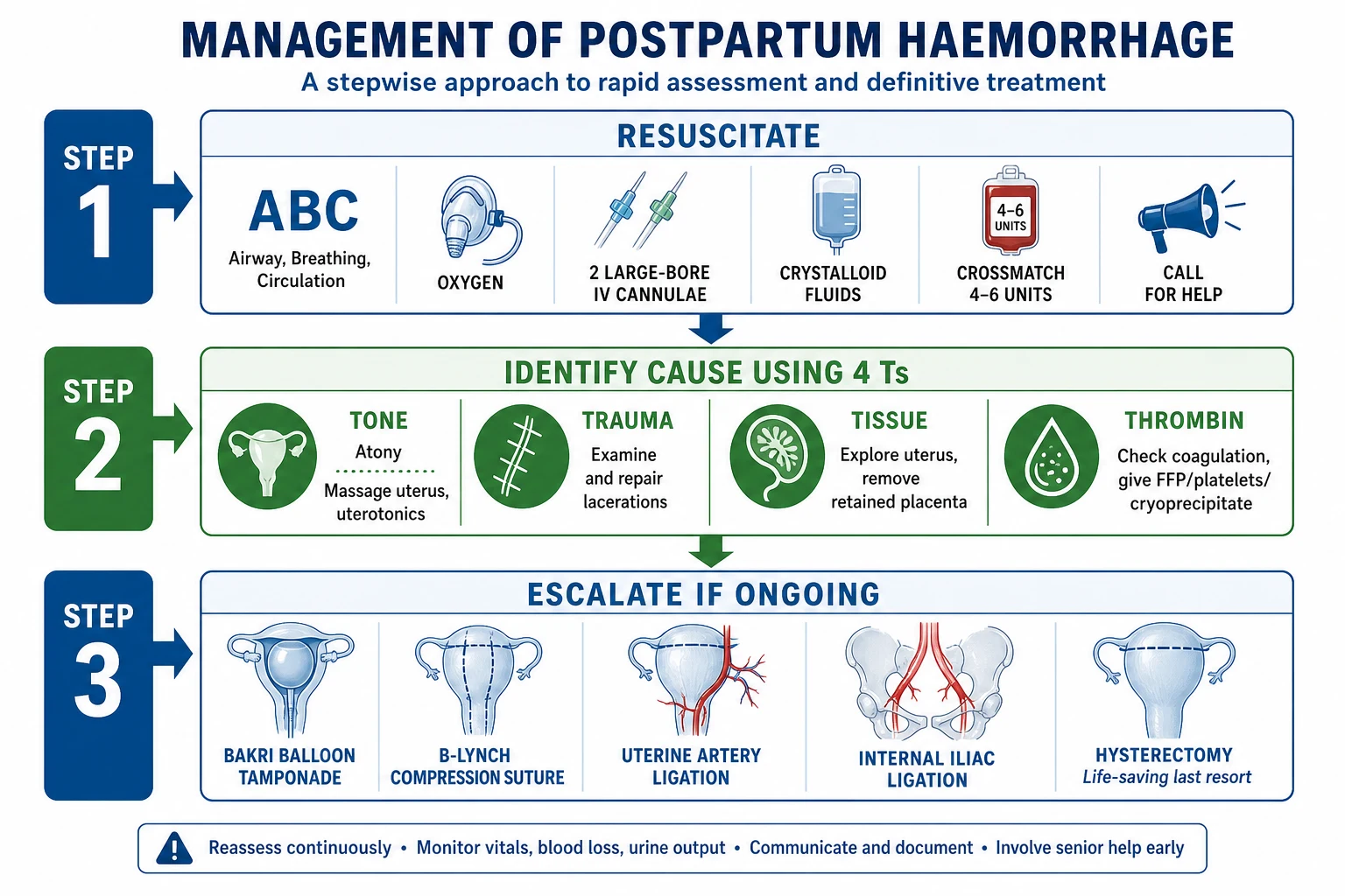 Uterotonic ladder Bakri B-Lynch embolisation hysterectomy cascade