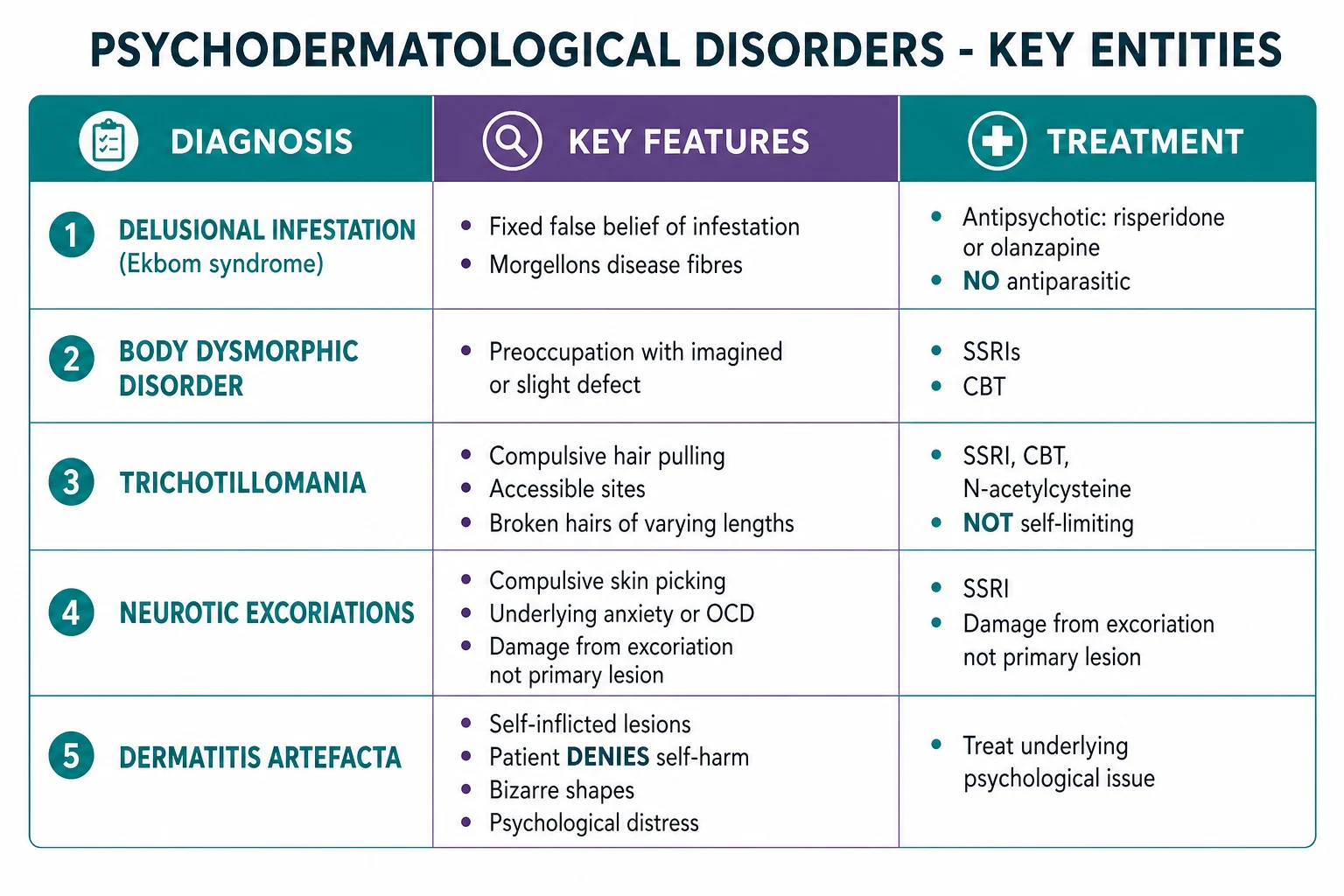 Three-category classification of psychodermatology with the five primary psychiatric entities