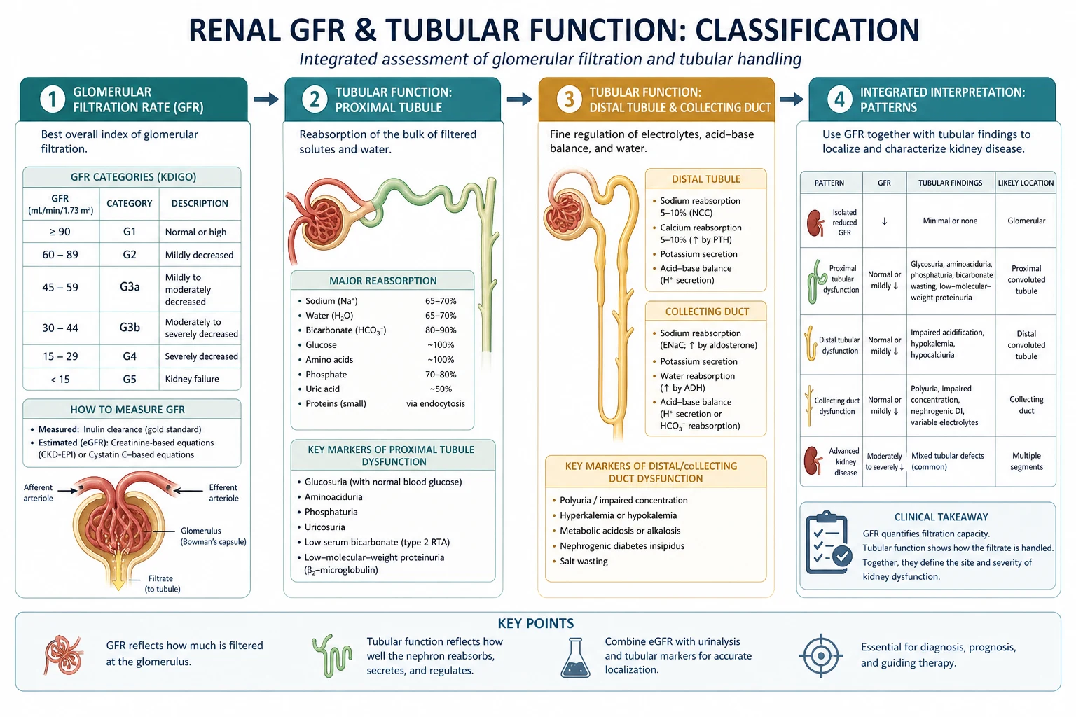 Classification of GFR determinants and tubular segments