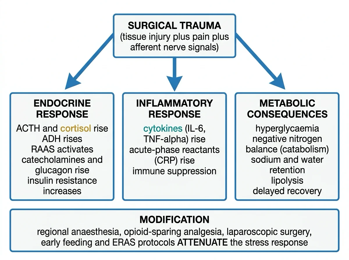 Stress cascade endocrine inflammatory metabolic with ERAS modifiers