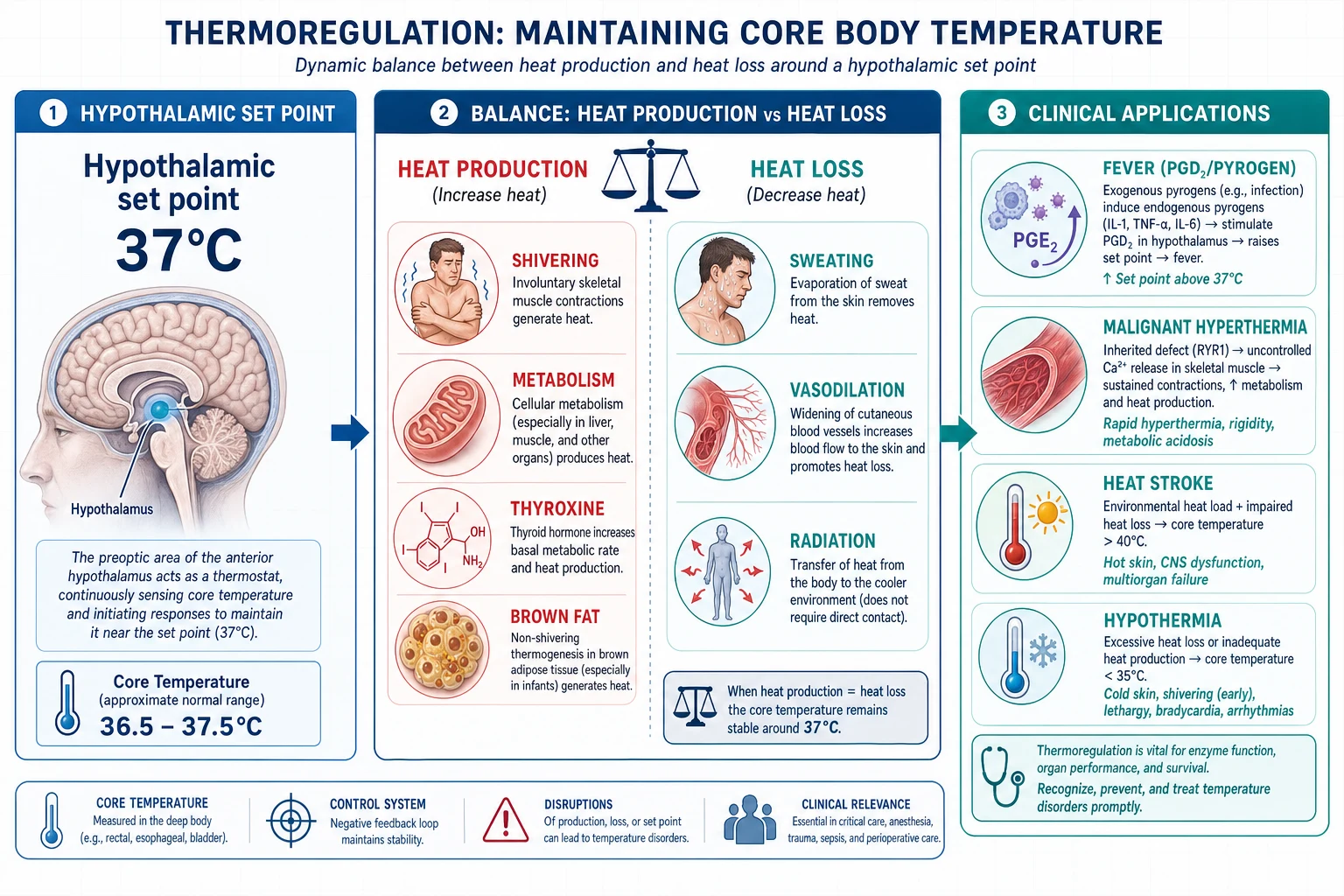 Fever raised set point versus hyperthermia with normal set point and failed heat dissipation