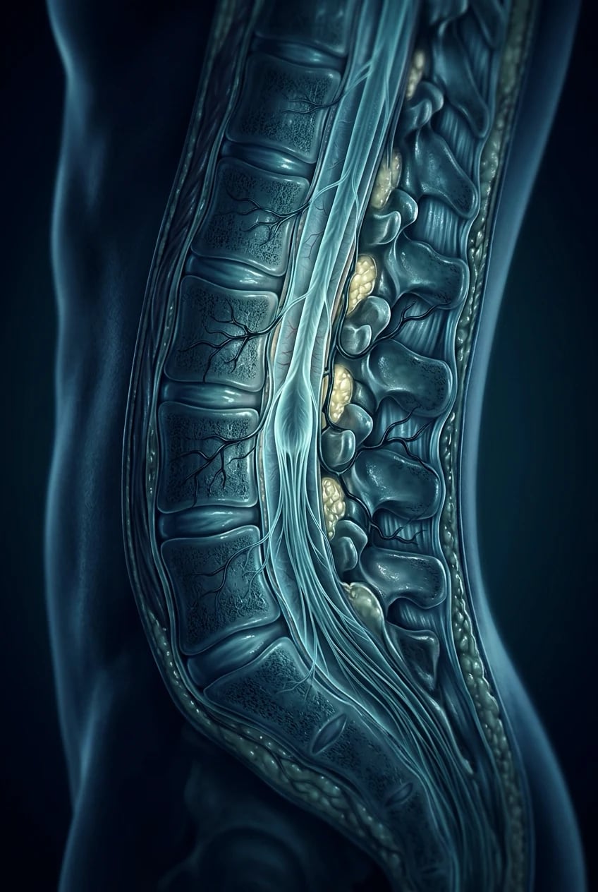 Lumbar spine cross-section neuraxial spaces