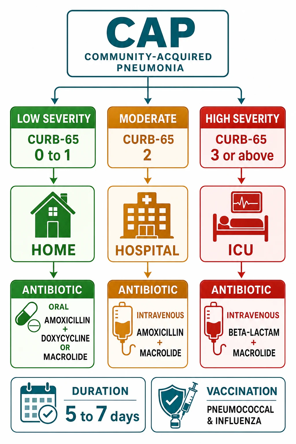 ED management pathway for community-acquired pneumonia including antibiotics and sepsis bundle