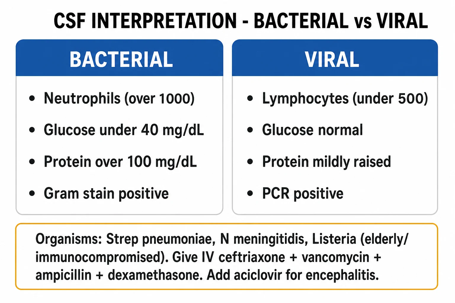 Classification board of bacterial viral tuberculous and cryptococcal meningitis versus HSV encephalitis