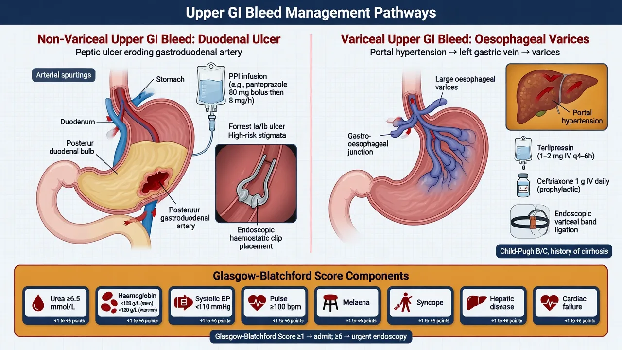 Resuscitation and drug pathway for variceal and non-variceal upper GI bleed