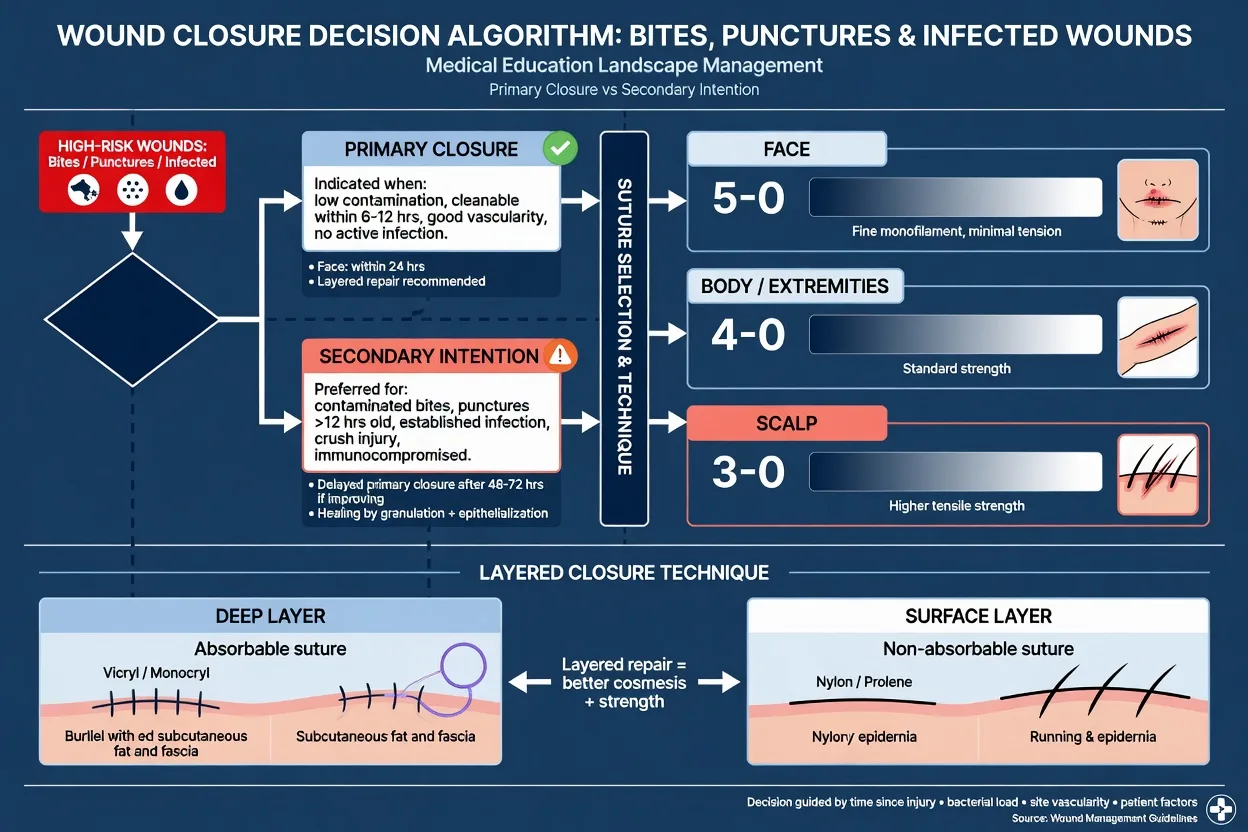 Wound closure decision algorithm primary versus secondary intention