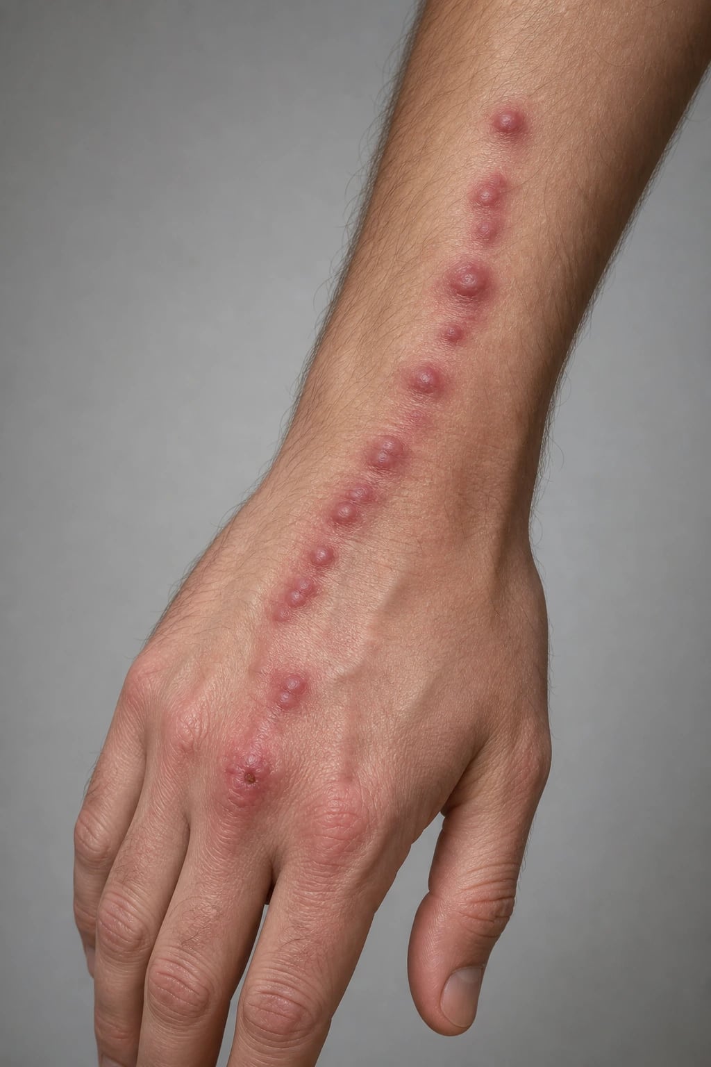 Clinical and histological overview of atypical mycobacterial infections: M. marinum fish tank granuloma on finger, M. ulcerans Buruli ulcer with undermined edges, M. abscessus post-procedure abscesses