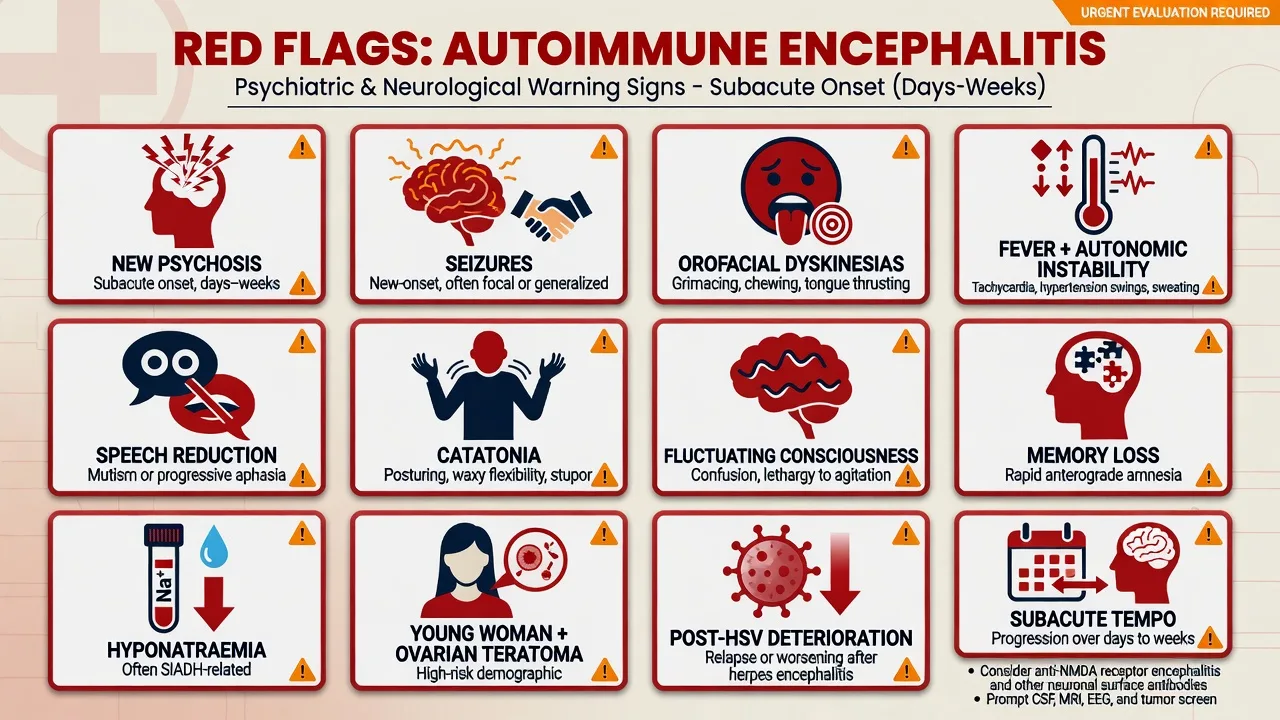 Red flag checklist for autoimmune encephalitis in psychiatric patients