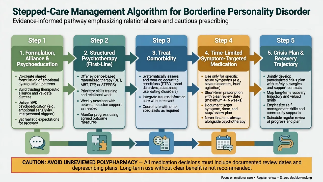 Five-step stepped care algorithm for BPD from formulation to crisis plan